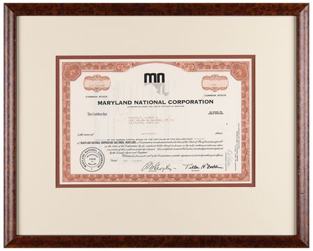 Lot #280 Maryland National Corporation Stock Certificate - Image 2