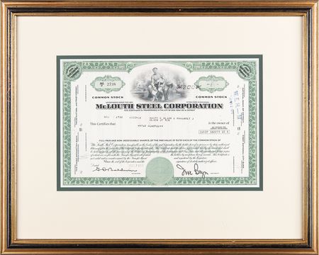 Lot #283 McLouth Steel Corporation Stock Certificate - Image 2
