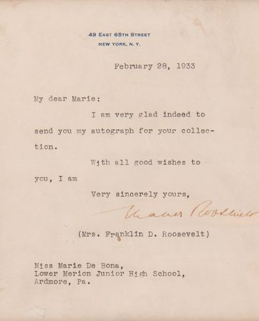 Lot #108 Eleanor Roosevelt Typed Letter Signed - Image 2