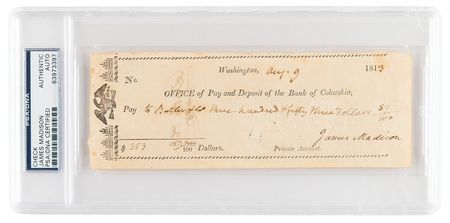 Lot #4 James Madison Signed Check as President