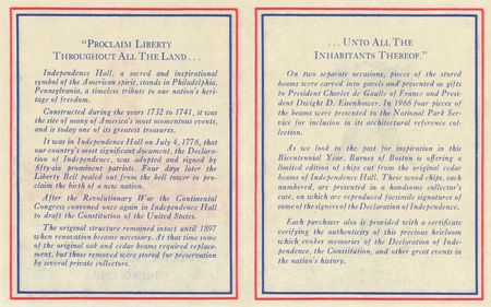 Lot #259 Independence Hall Wood Relic - Image 8