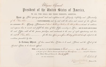 Lot #17 U. S. Grant Document Signed as President - Image 1