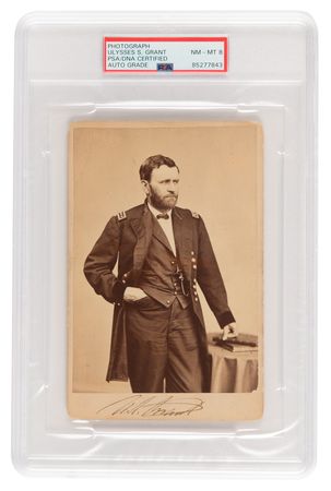 Lot #15 U. S. Grant Signed Cabinet Photograph, Pictured in His Four-Star Military Uniform by Mathew Brady - PSA NM-MT 8 - Image 1