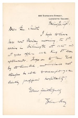 Lot #249 John Hay Autograph Letter Signed
