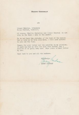Lot #599 Benny Goodman Typed Letter Signed - Image 2