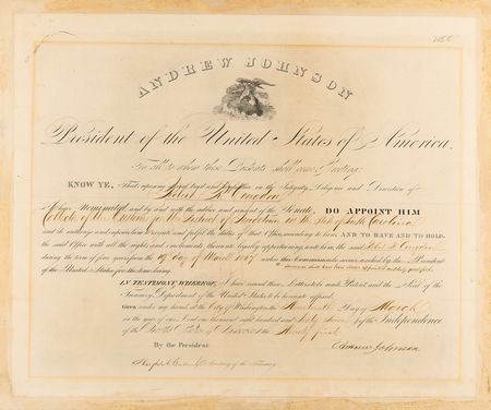 Lot #14 Andrew Johnson Document Signed as President - Image 1