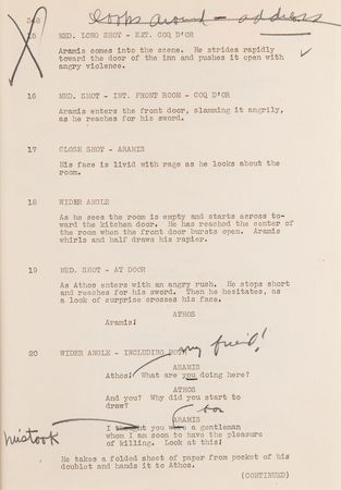 Lot #735 Darryl F. Zanuck's Hand-Annotated Script for The Three Musketeers - Image 3