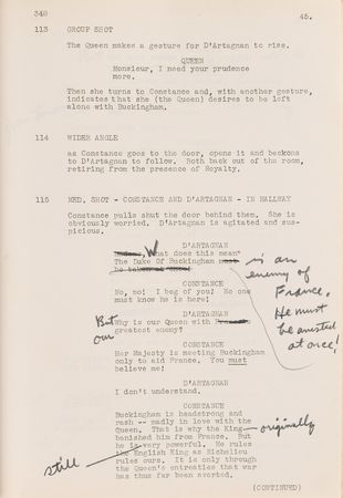 Lot #735 Darryl F. Zanuck's Hand-Annotated Script for The Three Musketeers - Image 5