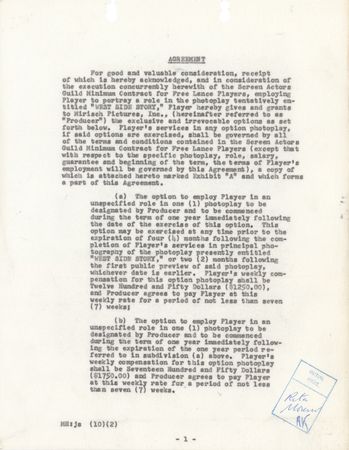 Lot #850 Rita Moreno Document Signed for West Side Story - Image 2