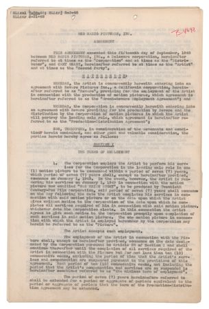 Lot #710 Cary Grant Document Signed for RKO Radio Pictures - Image 1