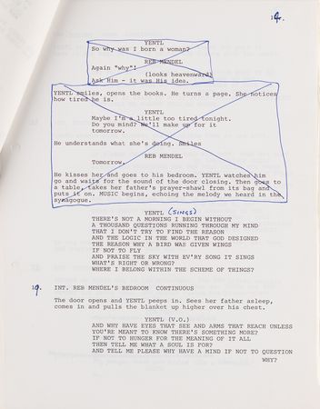 Lot #722 Barbra Streisand (2) Documents Signed for Yentl, with Working Draft of the Script - Image 5