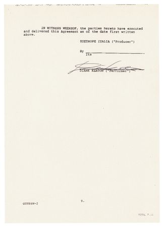 Lot #823 Diane Keaton Document Signed for The Godfather Part III - Image 3