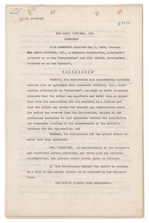 Lot #702 Bing Crosby Document Signed for Going My Way - Image 2