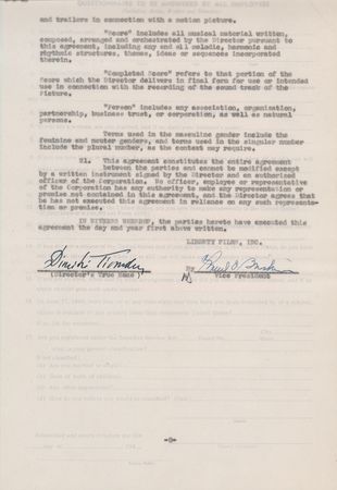 Lot #727 Dimitri Tiomkin Document Signed for It's a Wonderful Life - Image 1