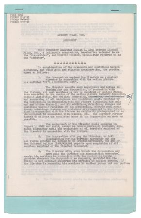 Lot #727 Dimitri Tiomkin Document Signed for It's a Wonderful Life - Image 2
