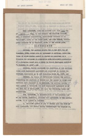 Lot #817 John Huston (2) Documents Signed for A Farewell to Arms - Image 3