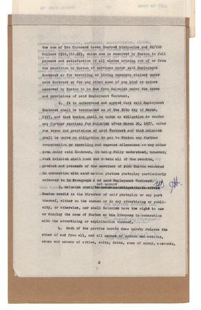 Lot #817 John Huston (2) Documents Signed for A Farewell to Arms - Image 4