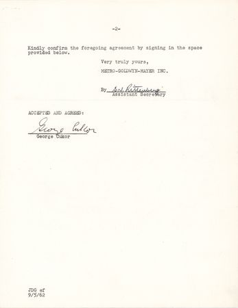 Lot #703 George Cukor Document Signed for My Fair Lady - Image 1