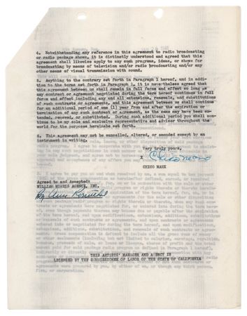 Lot #840 Chico Marx Document Signed - Image 1