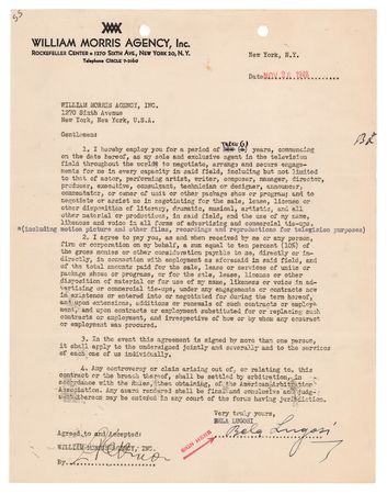 Lot #837 Bela Lugosi Document Signed - Image 1