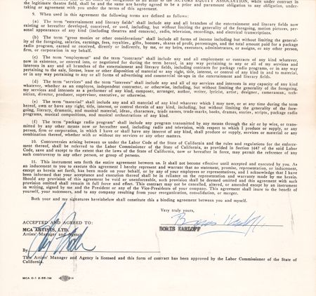 Lot #821 Boris Karloff Document Signed - Image 1