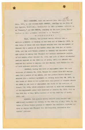 Lot #720 Mack Sennett and Ben Turpin Document Signed - Image 2