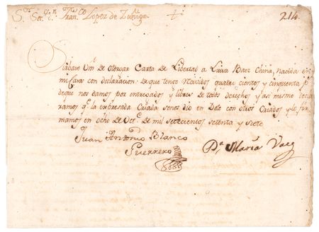 Lot #156 Chinese Slave Freedom Charter (1777)