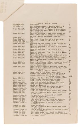 Lot #730 Rudolph Valentino: The Sheik Master File Scene Listing - Image 3