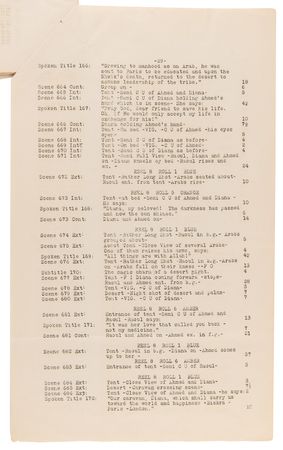 Lot #730 Rudolph Valentino: The Sheik Master File Scene Listing - Image 5