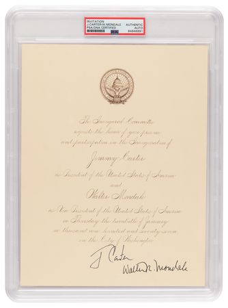 Lot #54 Jimmy Carter and Walter Mondale Signed Inauguration Invitation - Image 1