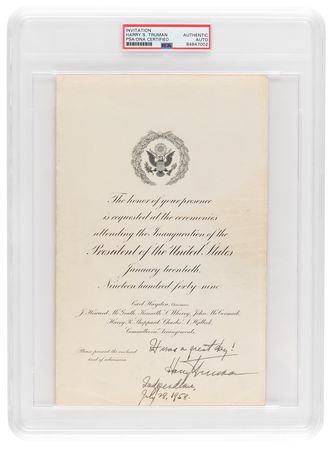 Lot #116 Harry S. Truman Signed Inauguration Invitation - 