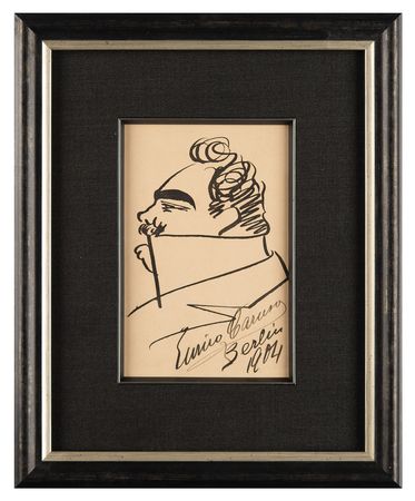 Lot #568 Enrico Caruso Signed Self-Portrait Sketch - Image 2