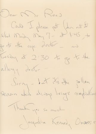 Lot #30 Jacqueline Kennedy Autograph Letter Signed on John-John's Medical Checkups - Image 2