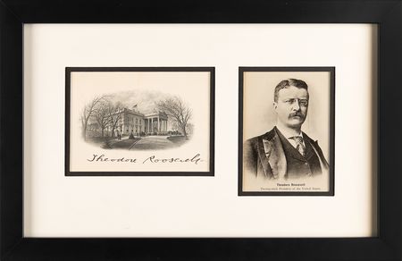 Lot #24 Theodore Roosevelt Signed White House Engraving - Image 1