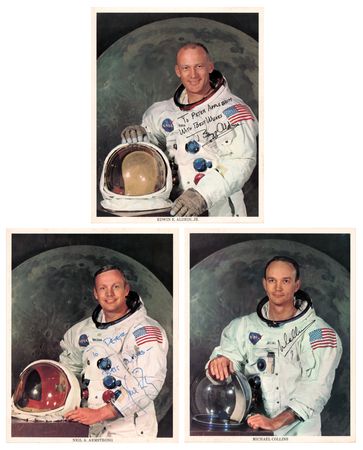 Lot #430 Apollo 11 (3) Signed Photographs