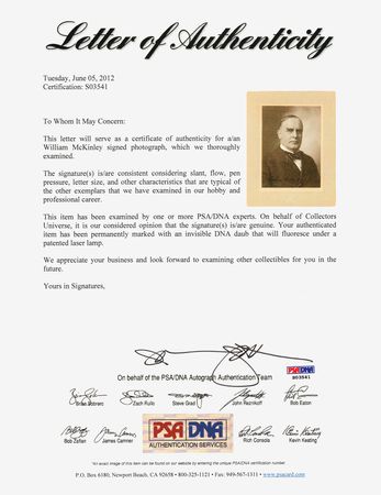 Lot #23 William McKinley Signed Photograph - Image 2