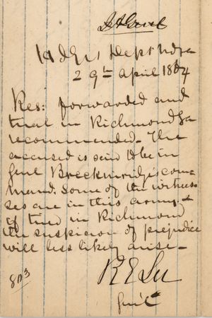 Lot #359 Robert E. Lee War-Dated Endorsement of a