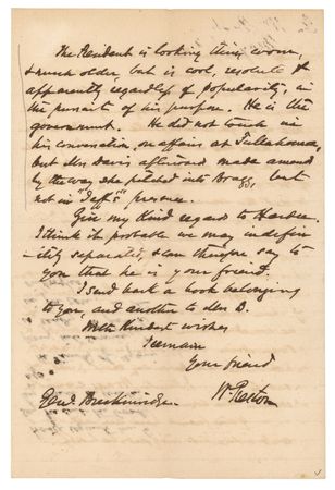 Lot #362 William Preston War-Dated Autograph Letter Signed on Jefferson Davis: 