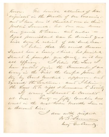 Lot #364 William T. Sherman War-Dated Autograph Letter Signed: 