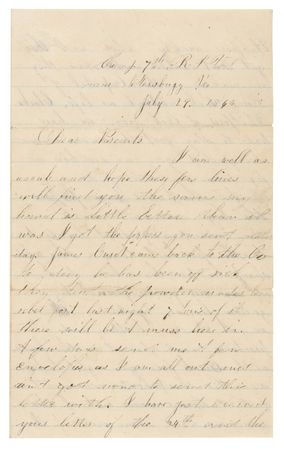 Lot #400 Union Soldier's Letter, Written a Day Before the Battle of the Crater: 