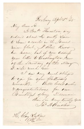 Lot #368 John Ancrum Winslow Autograph Letter