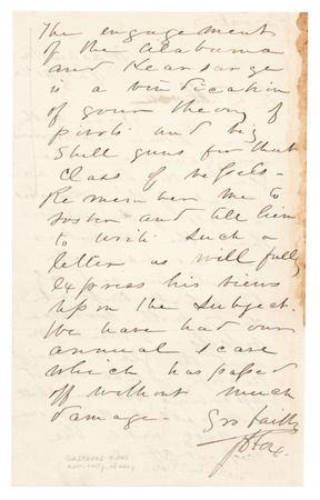 Lot #355 Gustavus Fox War-Dated Autograph Letter Signed to Rear Admiral John A. Dahlgren, Discussing the Battle of Cherbourg - Image 2