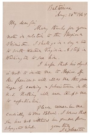 Lot #358 Joseph E. Johnston Autograph Letter
