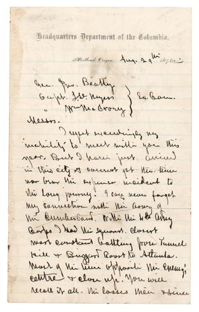 Lot #357 O. O. Howard Autograph Letter Signed on