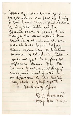 Lot #357 O. O. Howard Autograph Letter Signed on the Army of the Cumberland - Image 2