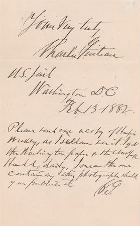 Lot #198 Charles Guiteau Autograph Letter Signed to Harper's Weekly, Sent from 