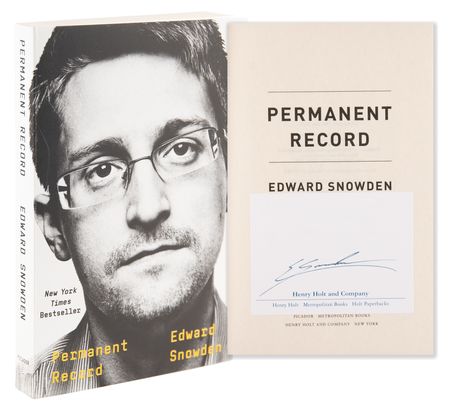 Lot #326 Edward Snowden Signed Book - Permanent Record - Image 1