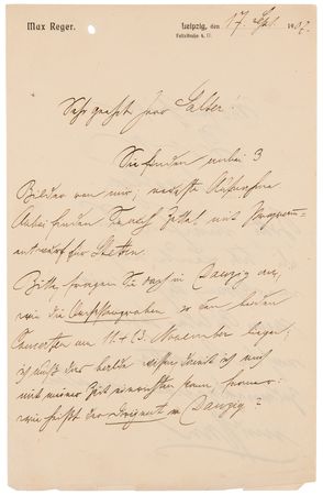 Lot #577 Max Reger Autograph Letter Signed - Image 1