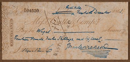 Lot #514. Charles Dickens Filled Out and Signed Check