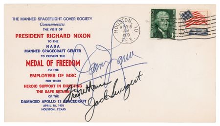 Lot #433 Apollo 13 Signed 'Medal of Freedom' Cover
